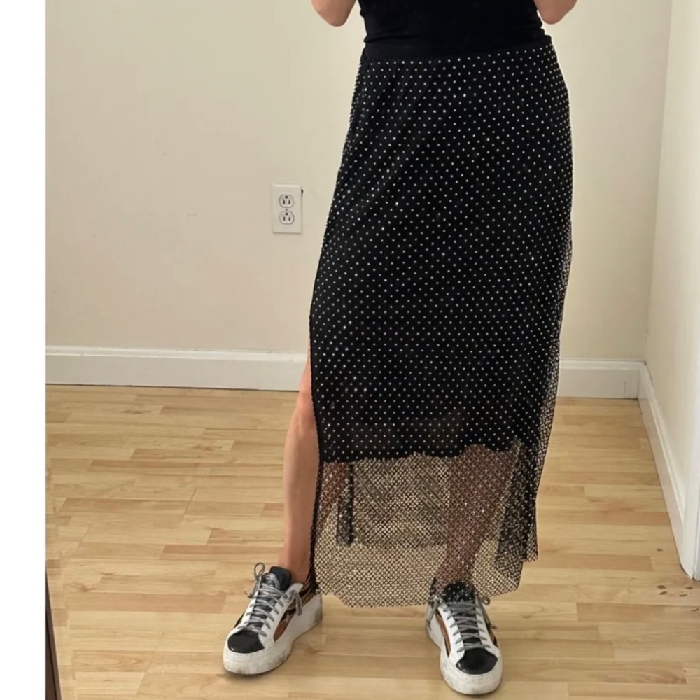 Sincerely Jules mesh net embellished maxi skirt